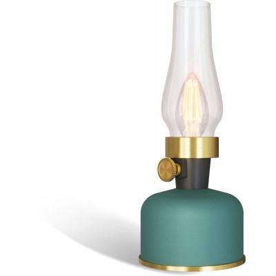 Calex Lavinio Oplaadbare Tafellamp - Draadloos - LED Olielamp - Camping Lamp - Binnen en Buiten - Warm Wit Licht - Dimbaar - Groen