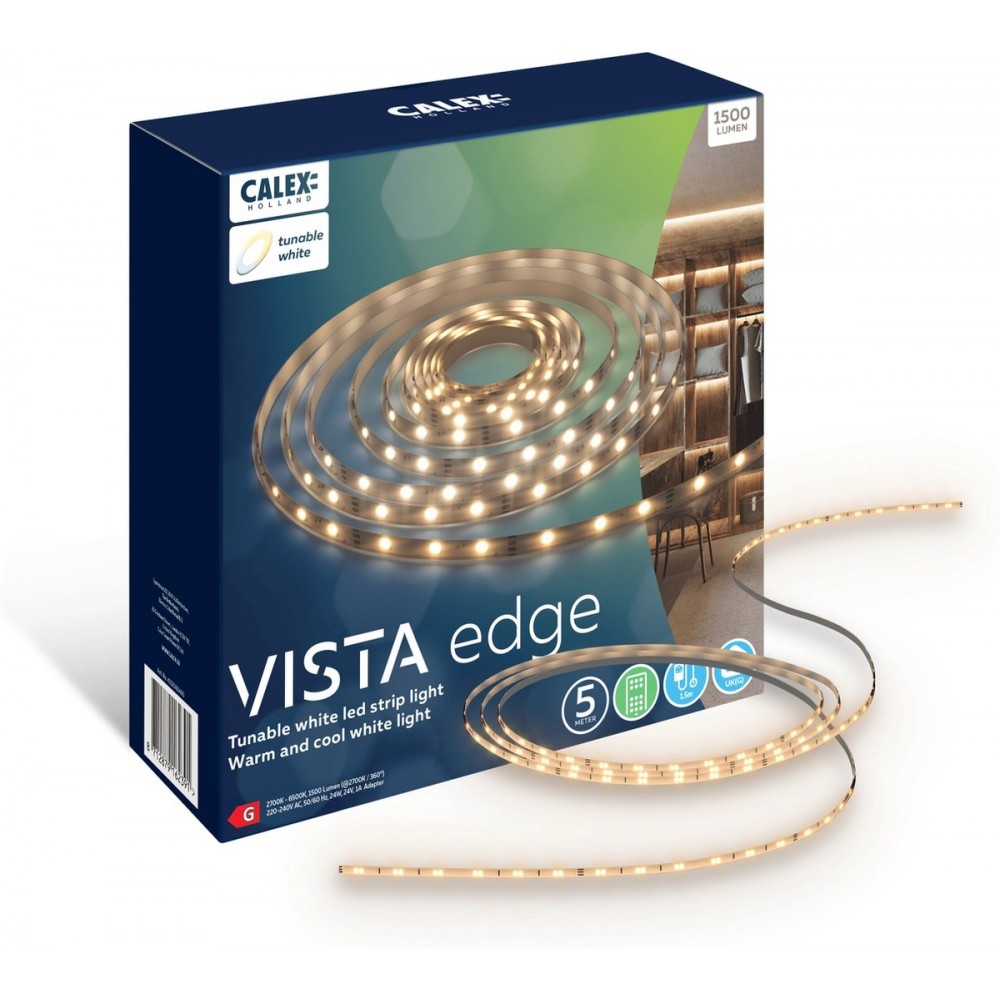 Calex Vibey LED Strip meter - Voor Binnen - Met App - Warm wit licht - Inclusief Afstandsbediening