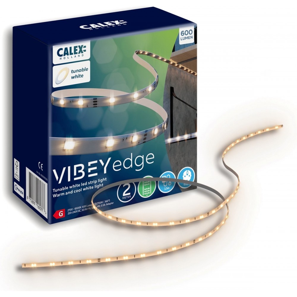 Calex Vibey LED Strip meter - Voor Binnen - Met App - Warm wit licht - Inclusief Afstandsbediening