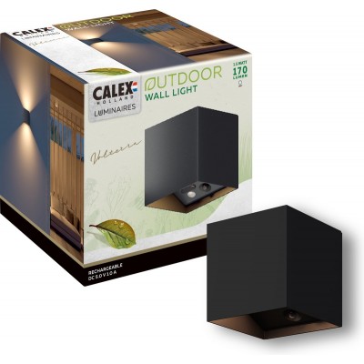 Calex Volterra Oplaadbare Wandlamp Kubus - Up & Down Tuinverlichting - Modern - Warm Wit Licht - Voor Binnen en Buiten - Waterdicht - Eenvoudige Installatie - Draadloos - USB-C - Bewegingssensor - Zwart