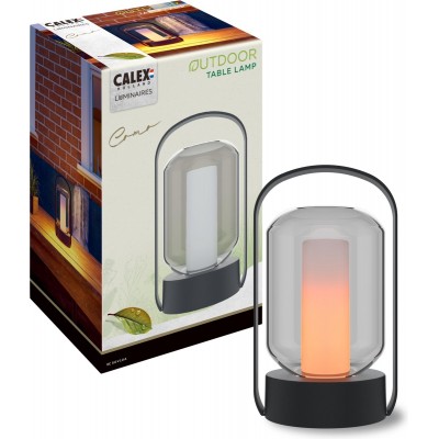 Calex Oplaadbare Tafellamp Como - Draadloos - Vuureffect - Warm Wit Licht - Accu - Touch - Waterdicht - Decoratie voor Tuin, Woonkamer, Slaapkamer - Sfeerverlichting - Zwart