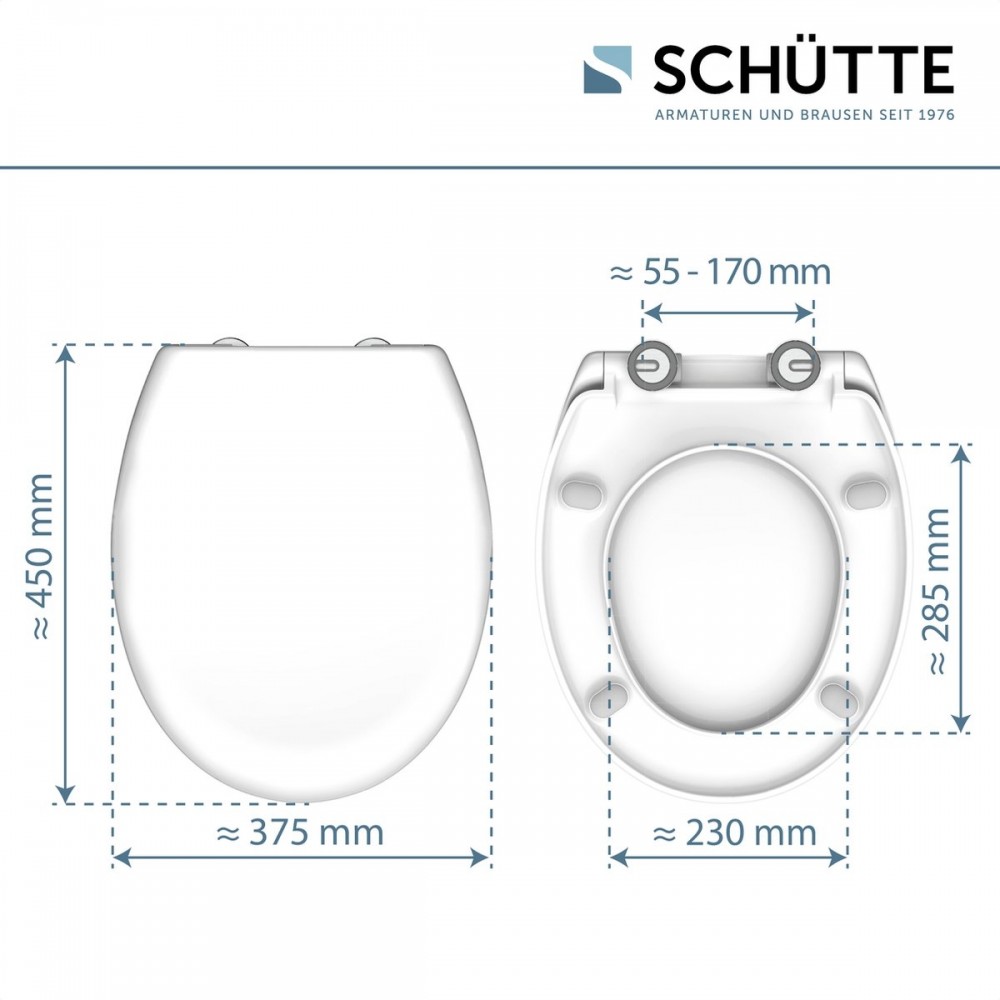 SCHUTTE WC-Bril 82600 WHITE - Duroplast - Soft Close - Afklikbaar - RVS-Scharnieren - Belastbaar tot 250 kg - Gelakt - Wit