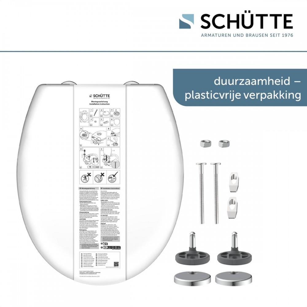 SCHUTTE WC-Bril 82600 WHITE - Duroplast - Soft Close - Afklikbaar - RVS-Scharnieren - Belastbaar tot 250 kg - Gelakt - Wit