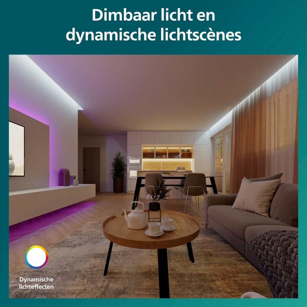 Philips LED strip - 5m lengte - eenvoudig op maat te knippen - met 3M kleefstrip - RGB