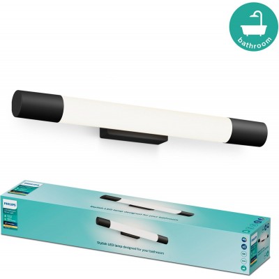 Philips Rover Spiegelverlichting - Spatwaterdicht IP44 - 5W - Warmwit licht - Badkamerlamp - Cilindervormig - Zwart