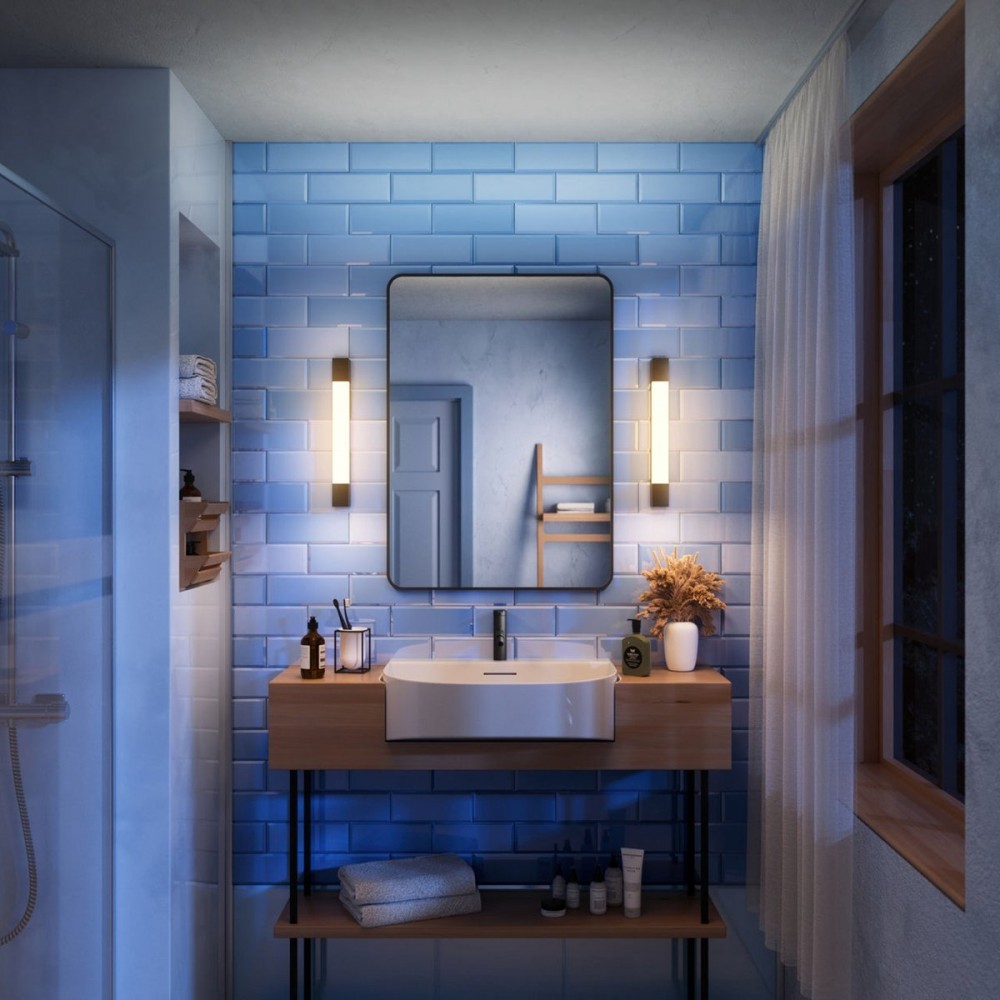 Philips Rover Spiegelverlichting - Spatwaterdicht IP44 - 5W - Warmwit licht - Badkamerlamp - rechthoekig - Zwart