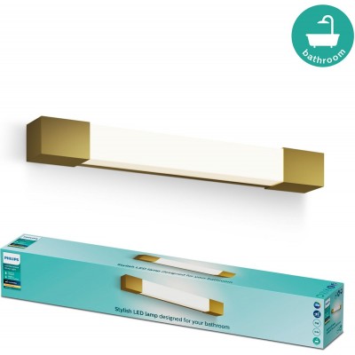 Philips Rover Spiegelverlichting - Spatwaterdicht IP44 - 5W - Warmwit licht - Badkamerlamp - Rechthoekig - Messingkleurig