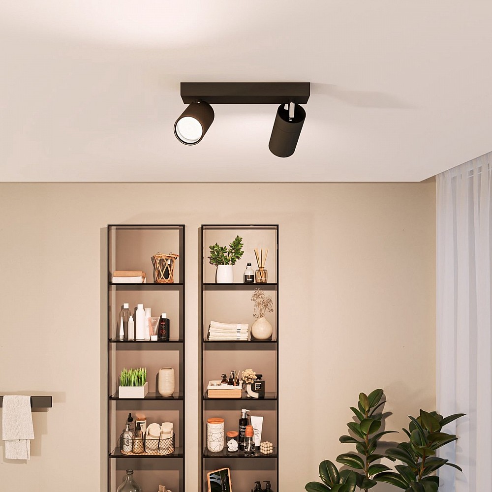 Philips Plafondspot 2 Lichts Badkamer Zwart - IDRIS