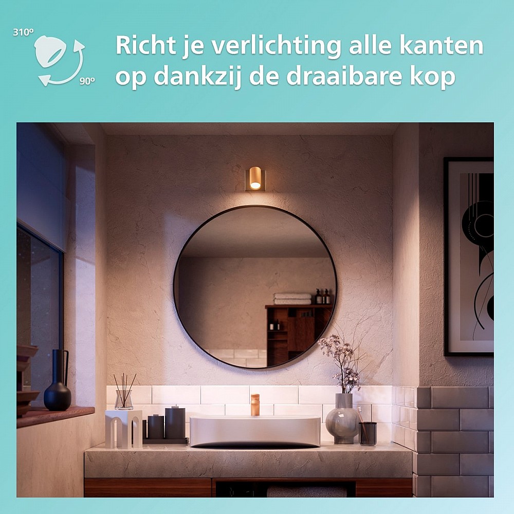 Philips Idris Opbouwspot voor - Badkamerlamp - Warmwit Licht - Plafondspot met - GU10 - Niet Dimbaar