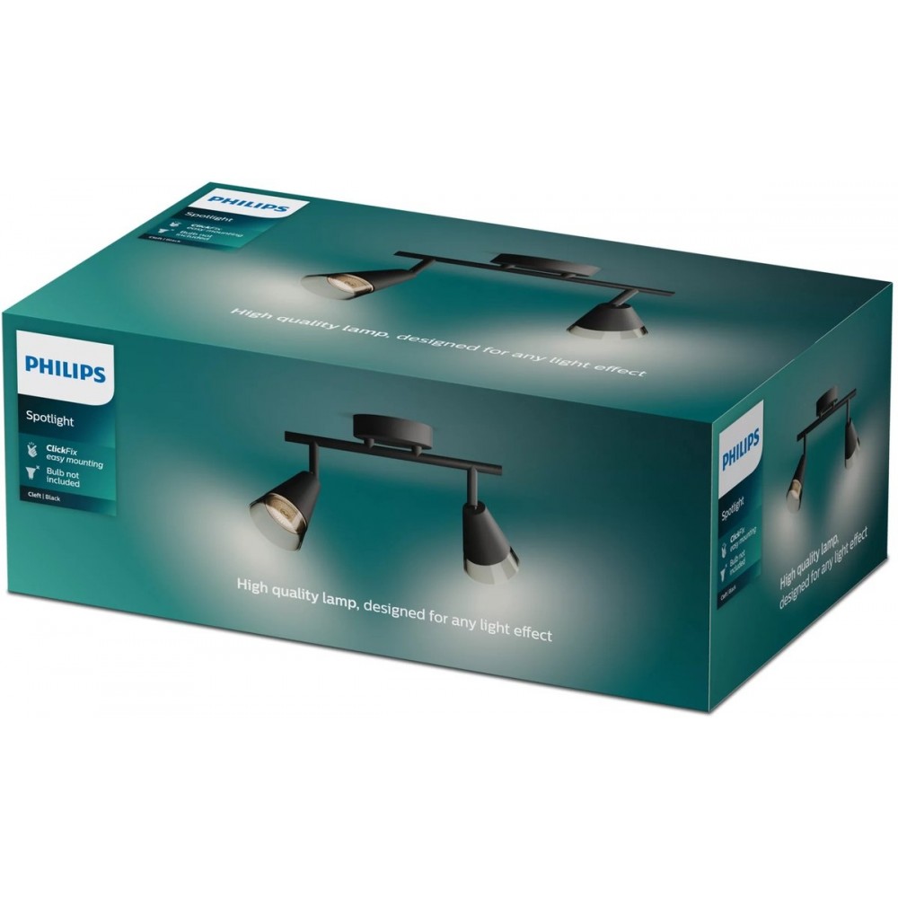 Philips Cleft Spot - Plafondspot met twee lichtpunten - Met gerookt glas - GU10 LED fitting