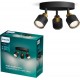 Philips Niall Spot - Plafondspot met drie lichtpunten - Zwart met goud design - GU10 LED fitting - Ronde basisplaat