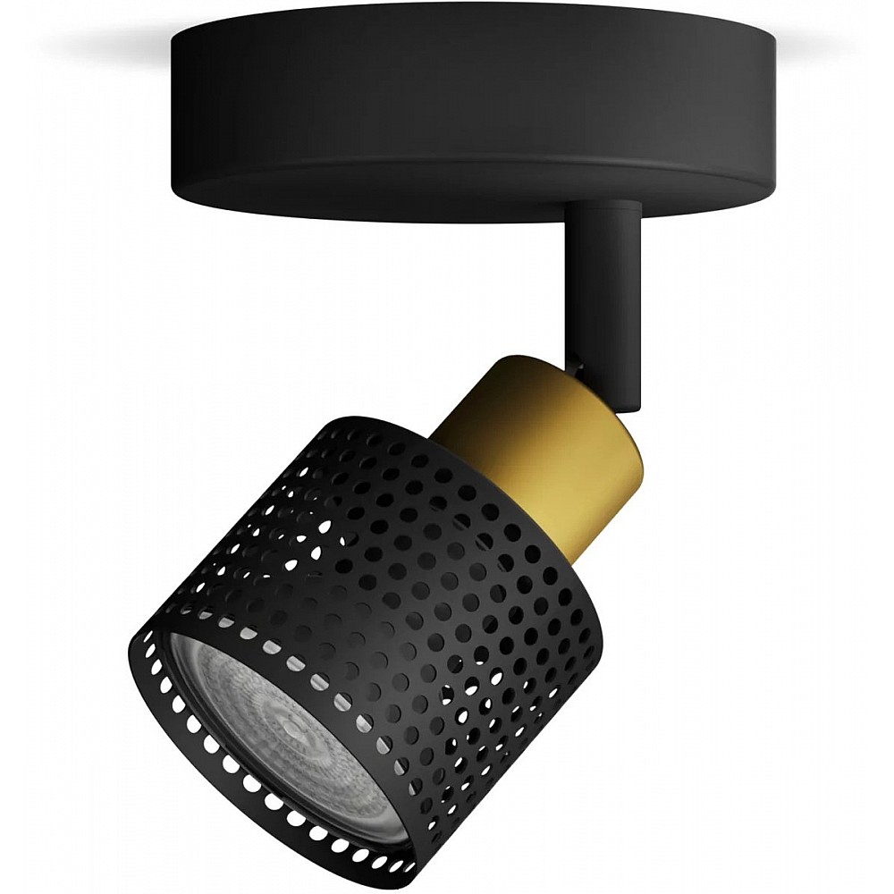 Philips Niall Spot - Wandspot - Zwart met goud design - GU10 LED fitting