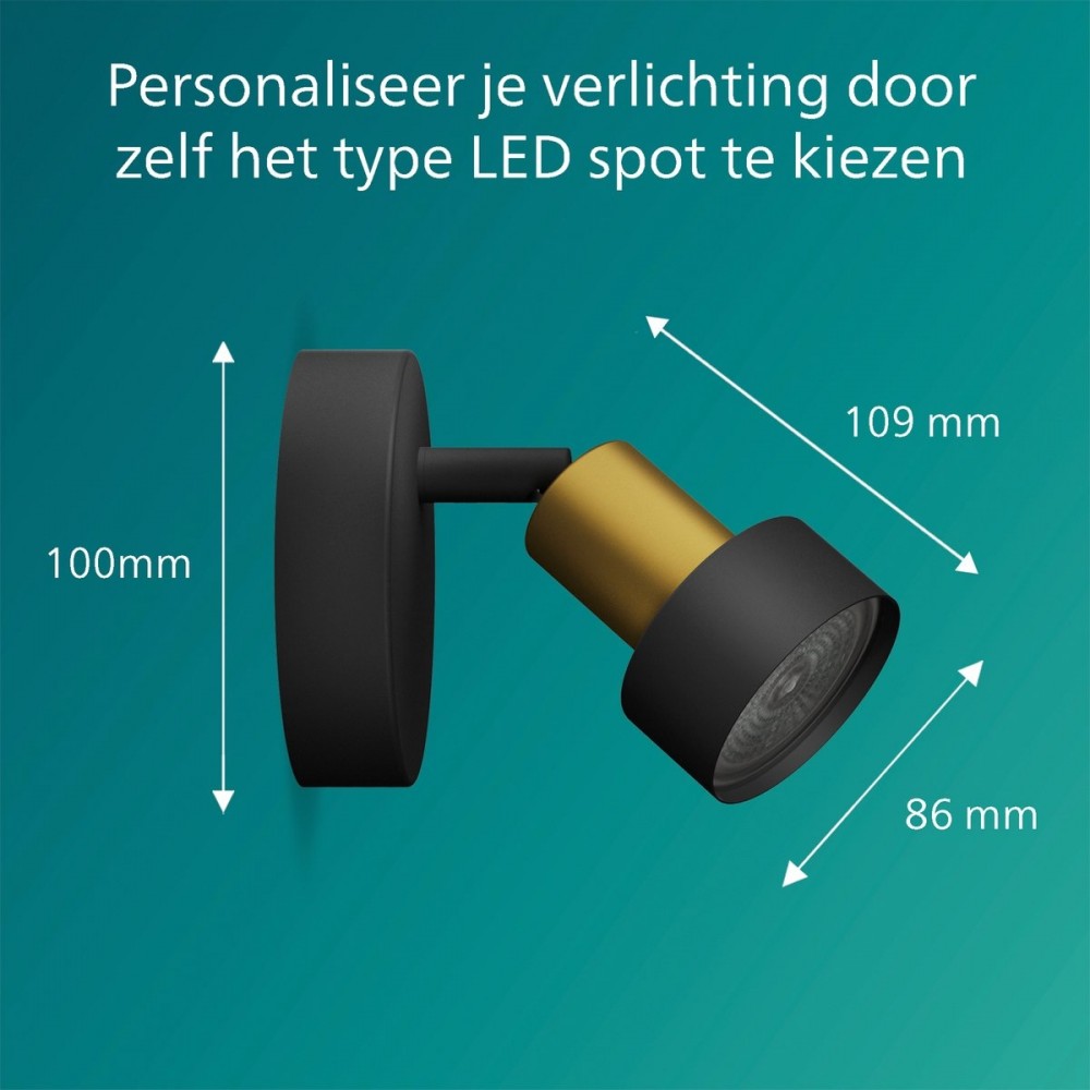 Philips CONDUIT Plafondspot 1 Lichts Zwart Goud