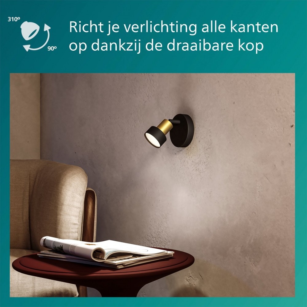 Philips CONDUIT Plafondspot 1 Lichts Zwart Goud