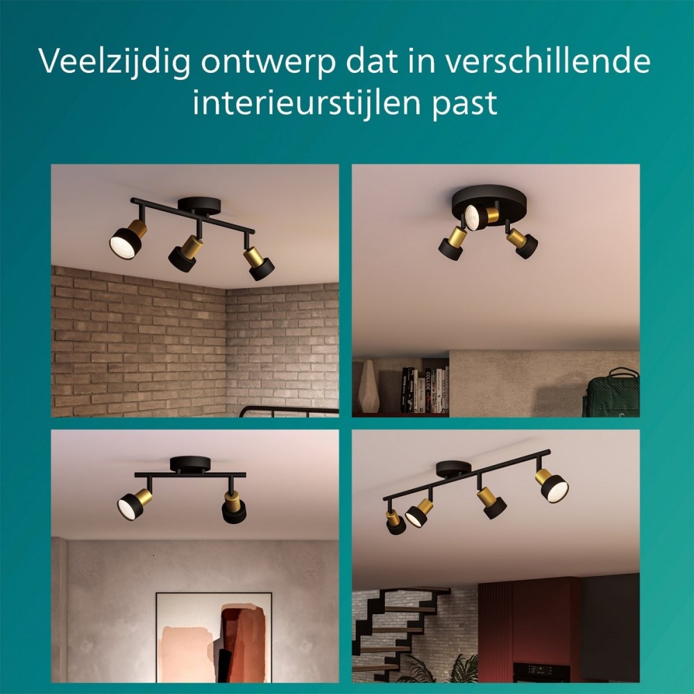 Philips CONDUIT Plafondspot 1 Lichts Zwart Goud