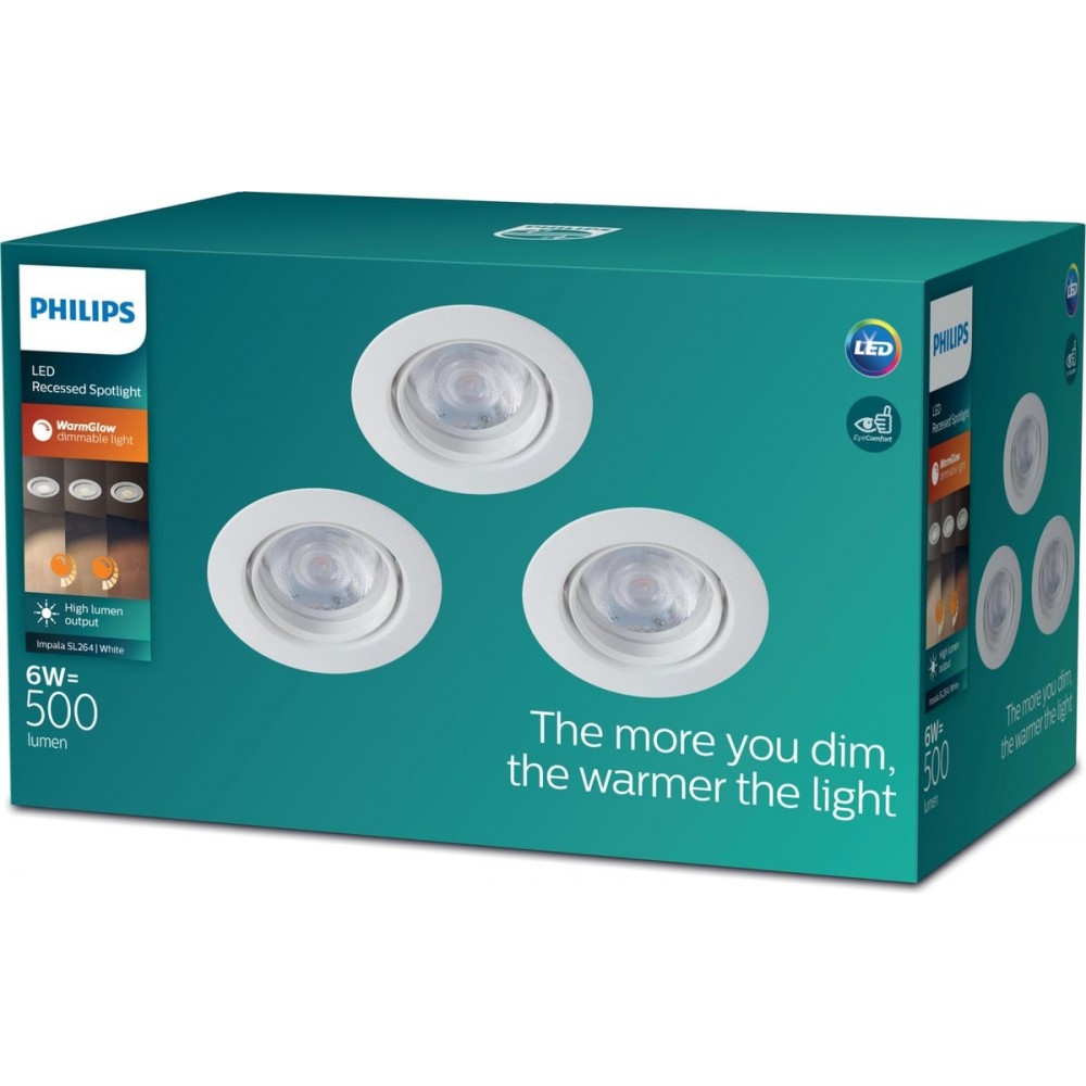 Philips Impala inbouwspot - 3-lichts - wit - rond