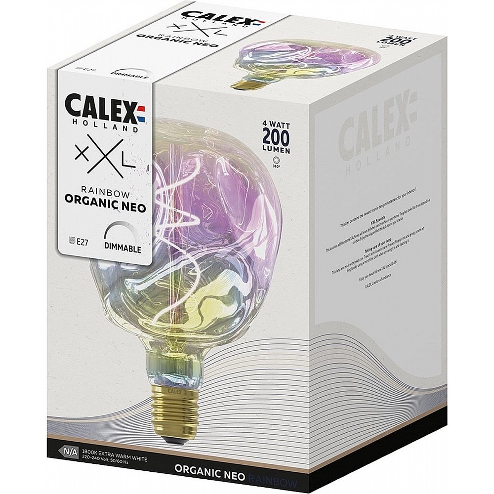 Calex Organic Neo Rainbow - E27 LED Lamp - Filament Lichtbron Dimbaar - 4W - Warm Wit Licht