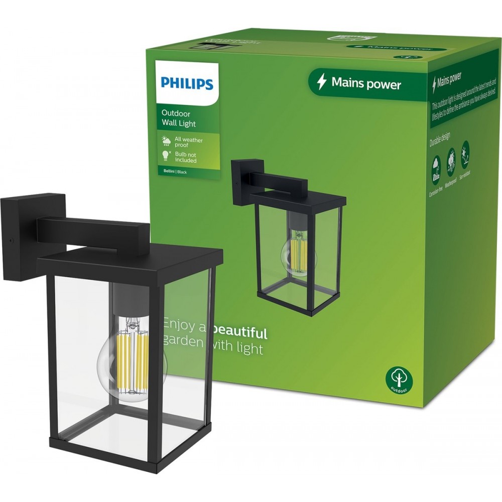 Philips Bellini wandlamp vierkant - zwart - E27