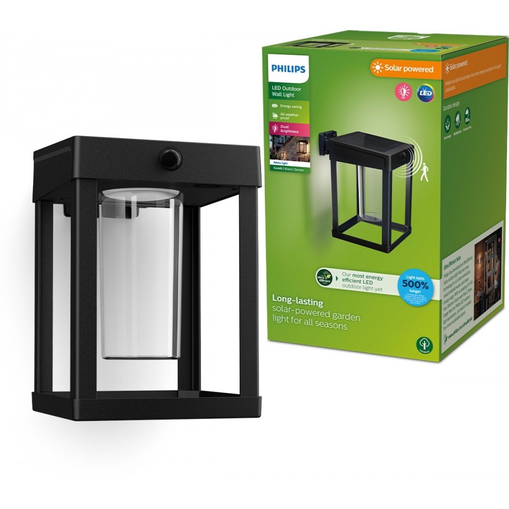 Philips Camill solar wandlamp vierkant - Ultra Efficient - met helder lichtelement