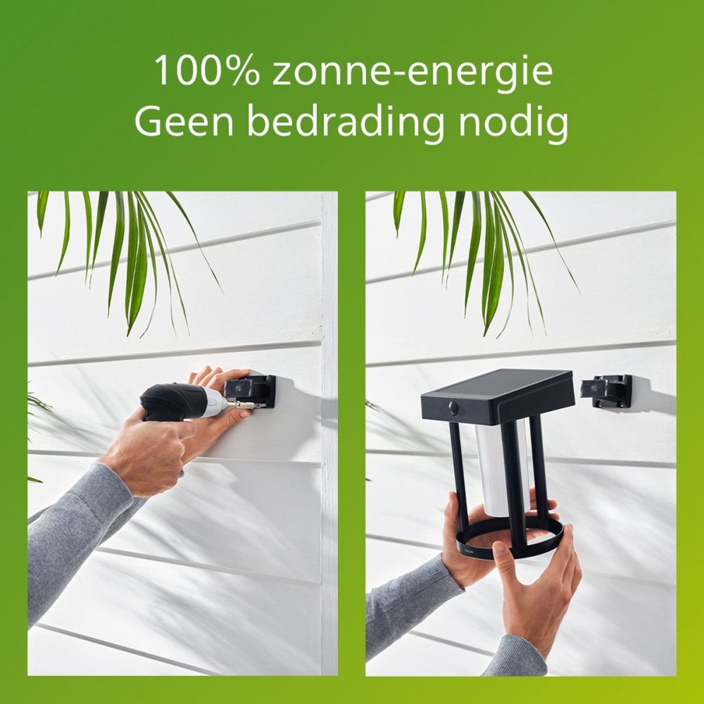 Philips Camill solar wandlamp vierkant - Ultra Efficient - met helder lichtelement