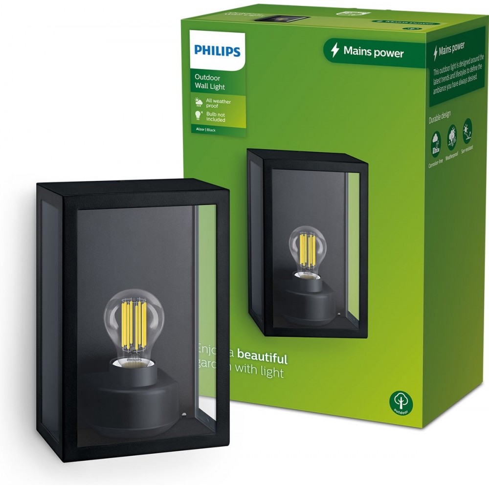 Philips Alzor wandlamp - zwart - E27