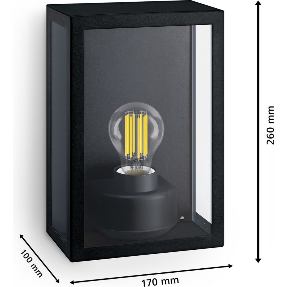 Philips Alzor wandlamp - zwart - E27