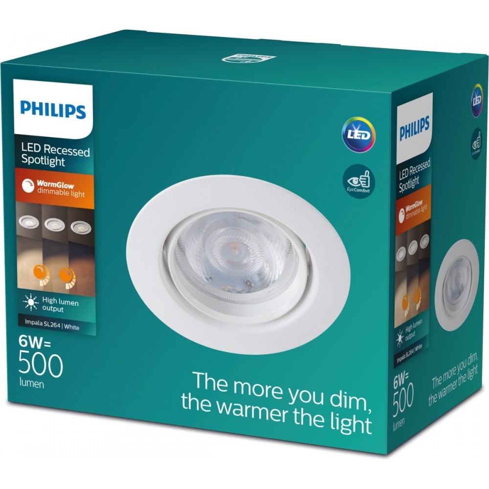 Philips Impala inbouwspot - 1-lichts - wit - rond