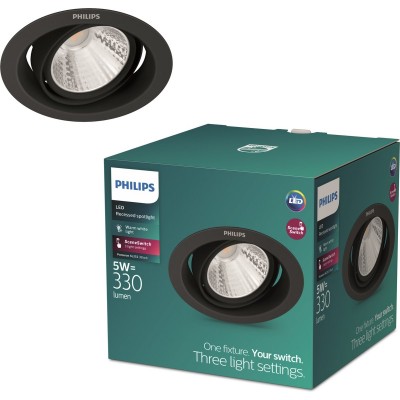 Philips Pomeron Inbouwspot - SceneSwitch - 5W - Warmwit licht - Zwart