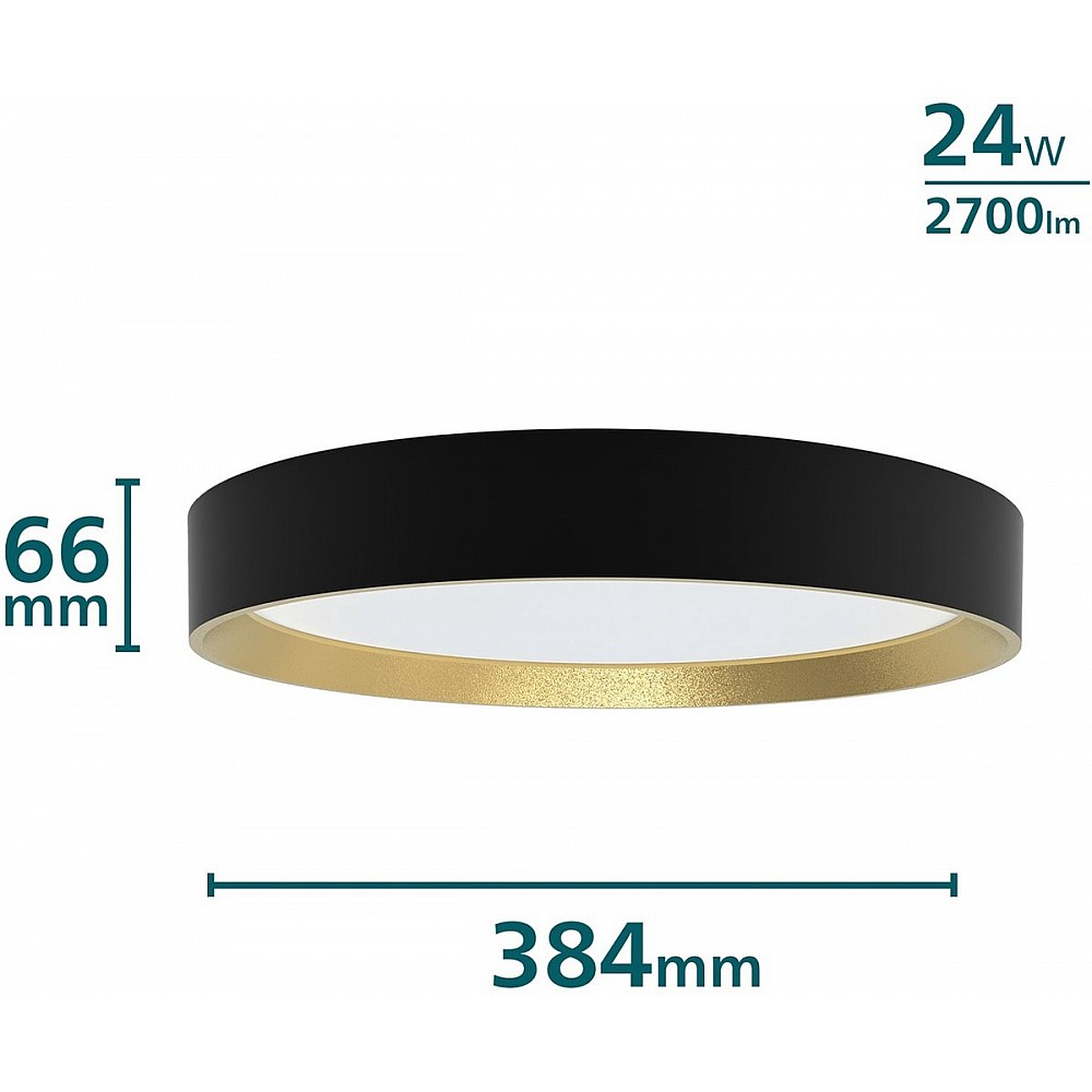 Philips Hanno plafondlamp - SceneSwitch lichttechnologie - 24W - Warmwit licht - Zwart met goud design