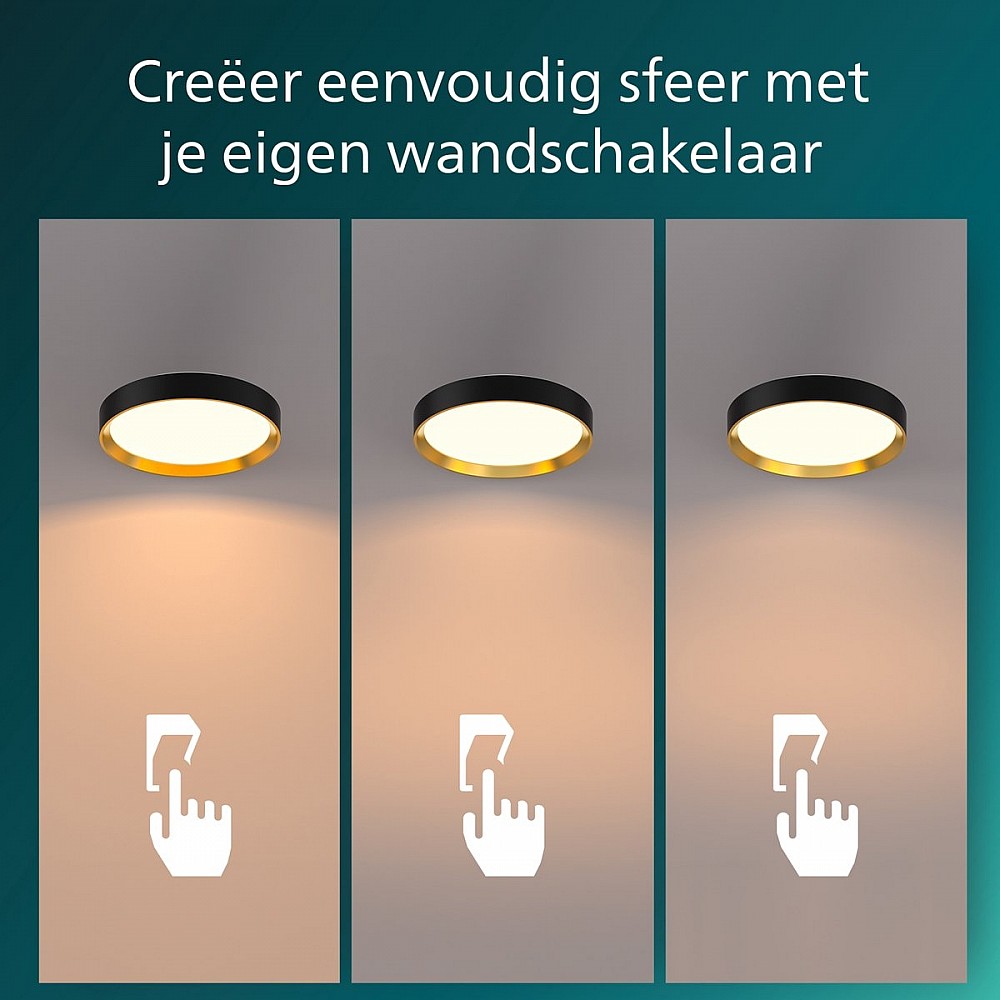 Philips Hanno plafondlamp - SceneSwitch lichttechnologie - 24W - Warmwit licht - Zwart met goud design