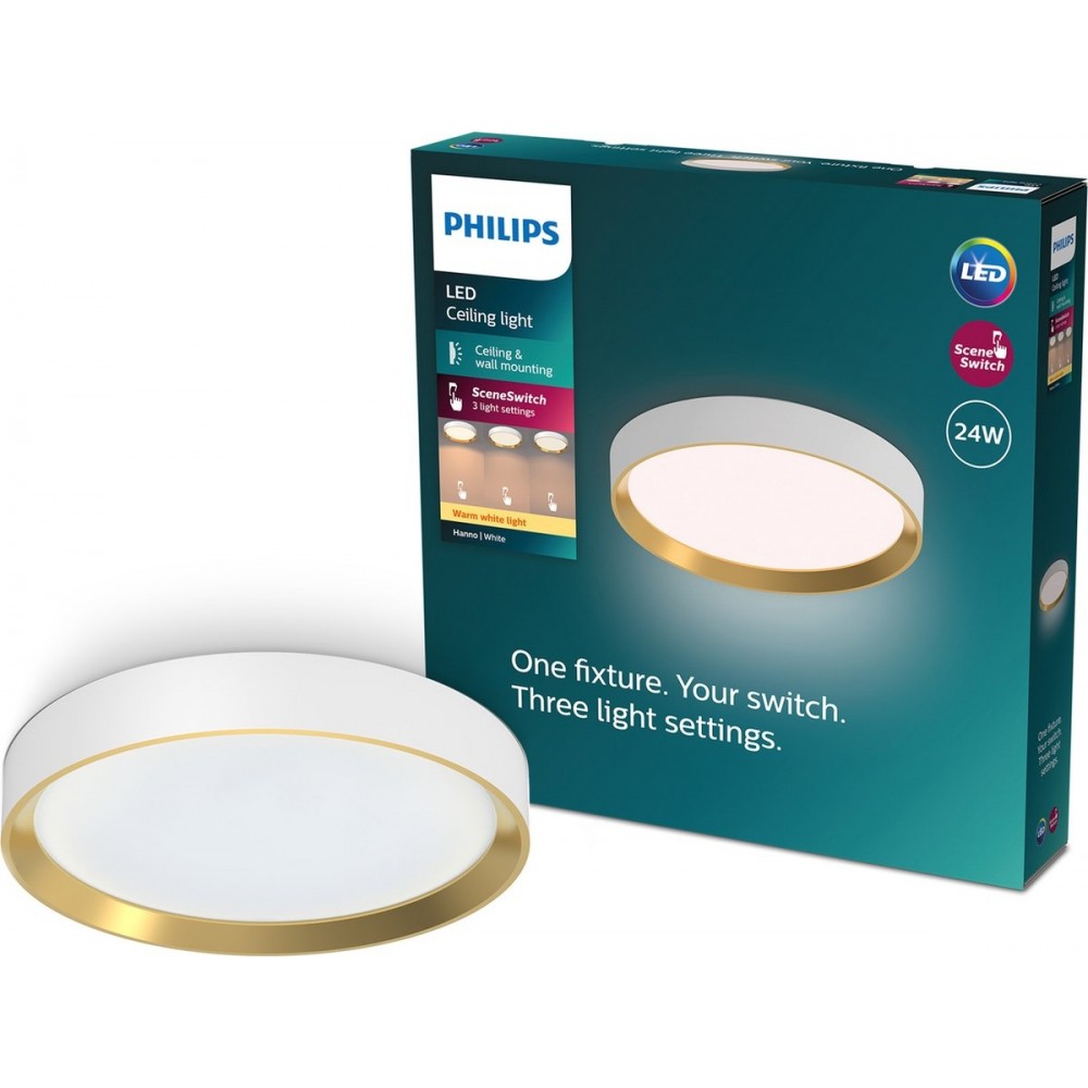 Philips plafondlamp - SceneSwitch lichttechnologie - 24W - Warmwit licht - Wit design
