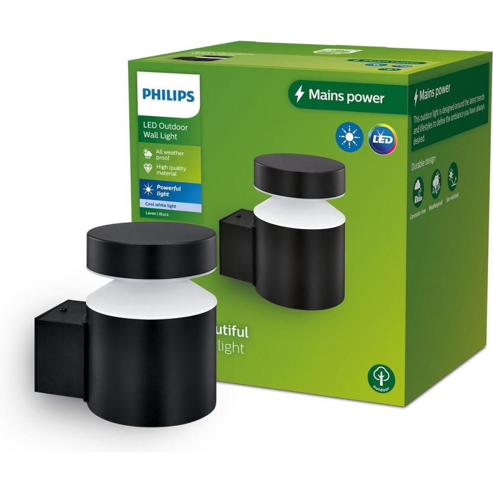Philips Laven wandlamp - zwart - geïntegreerde LED