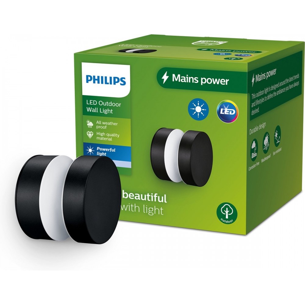 Philips Laven wandlamp - zwart - geïntegreerde LED