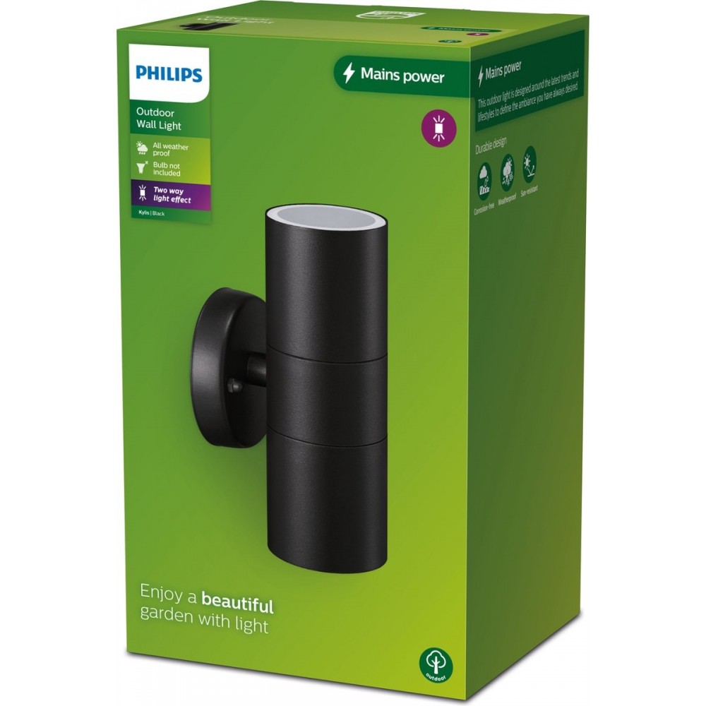 Philips Kylis wandspot - zwart - 2 x GU10 fitting