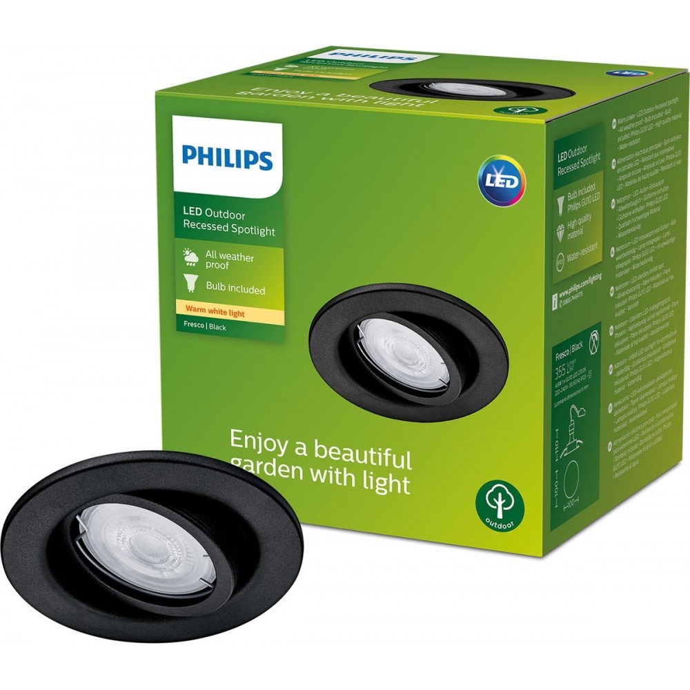 Philips Fresco inbouwspot - zwart - GU10 4,6W