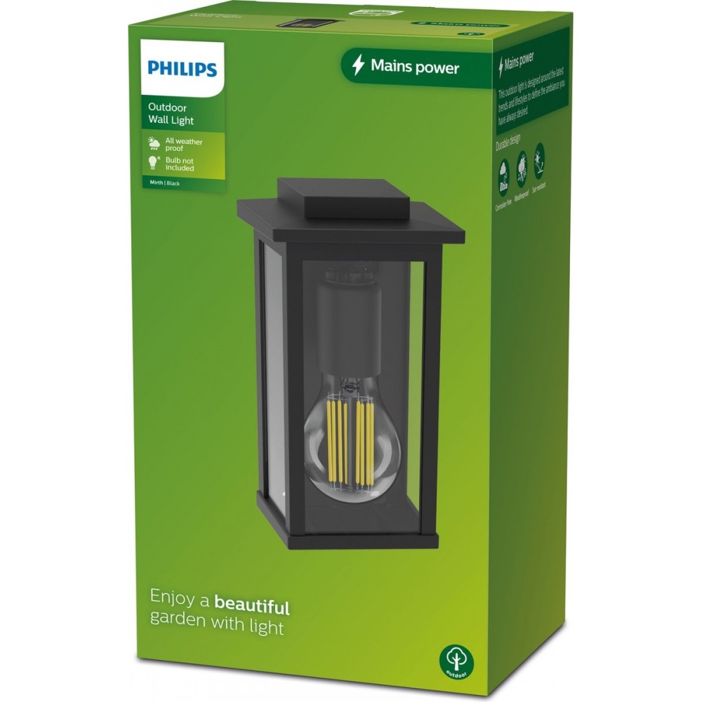 Philips Mirth wandlamp - zwart - E27