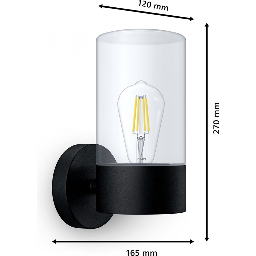 Philips Flareon wandlamp - zwart - E27
