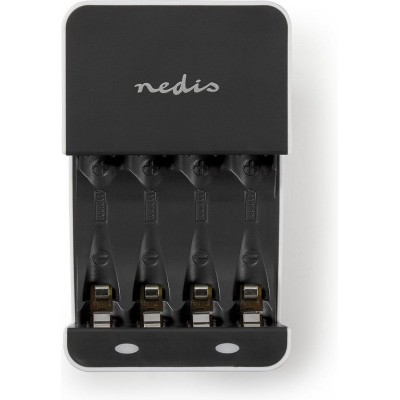 Nedis NiMH-Batterijlader AA / AAA - 1.2 V DC - Druppelladen - Type C (CEE 7/16) - Batterijtype: AA / AAA - Wit / Zwart