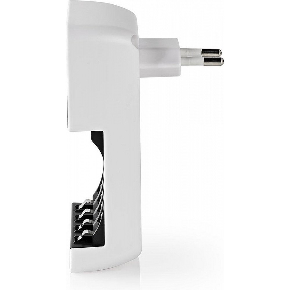 Nedis NiMH-Batterijlader AA / AAA - 1.2 V DC - Druppelladen - Type C (CEE 7/16) - Batterijtype: AA / AAA - Wit / Zwart