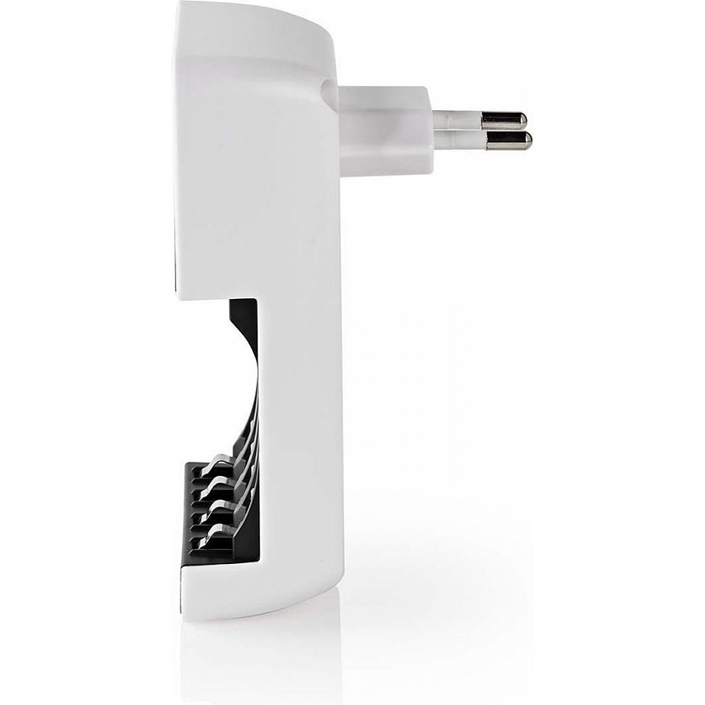Nedis NiMH-Batterijlader AA / AAA - 1.2 V DC - Druppelladen - Type C (CEE 7/16) - Batterijtype: AA / AAA - Wit / Zwart