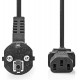 Nedis Stroomkabel - Type F (CEE 7/7) Male - IEC-320-C13 - Gehoekt - Recht - Vernikkeld - 2.00 m - Rond - PVC - Zwart - Label