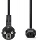 Nedis Stroomkabel - Type F (CEE 7/7) Male - IEC-320-C13 - Gehoekt - Recht - Vernikkeld - 2.00 m - Rond - PVC - Zwart - Label