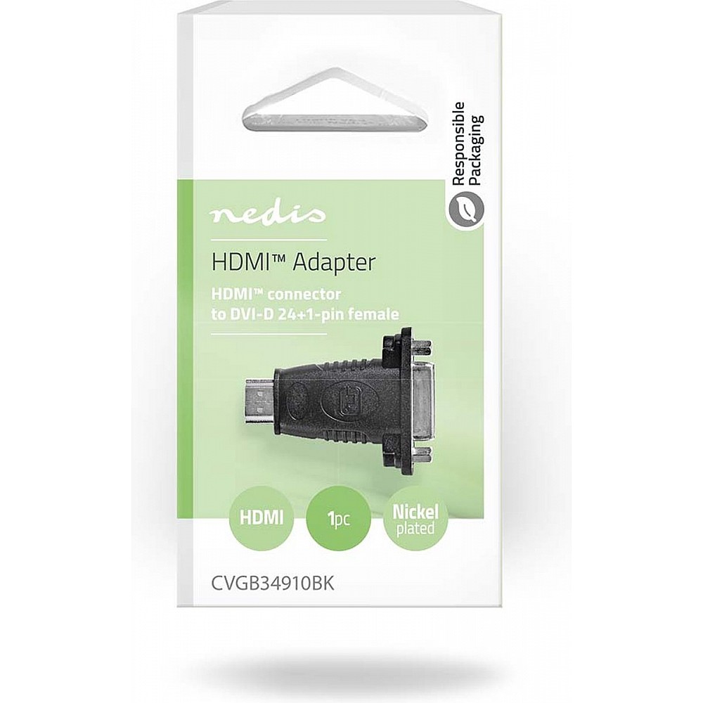 Nedis HDMI-Adapter - HDMI Connector - DVI-D 24+1-Pins Female - Verguld - Recht - ABS - Zwart - 1 Stuks - Doos