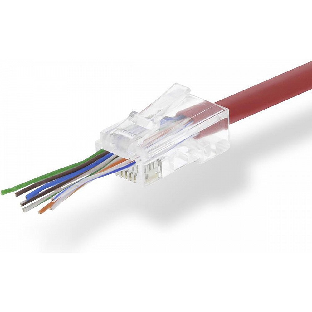 Nedis RJ45-Connector - RJ45 Pass Through - Solid UTP CAT5 - Recht - Verguld - 10 Stuks - PVC - Transparant - Doos