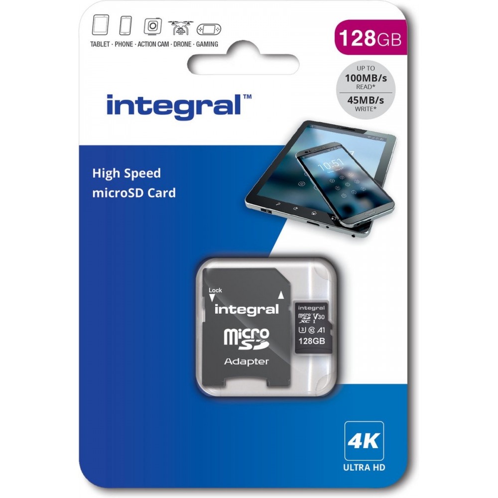 Integral High Speed Micro SD V30 UHS-I U3 128GB
