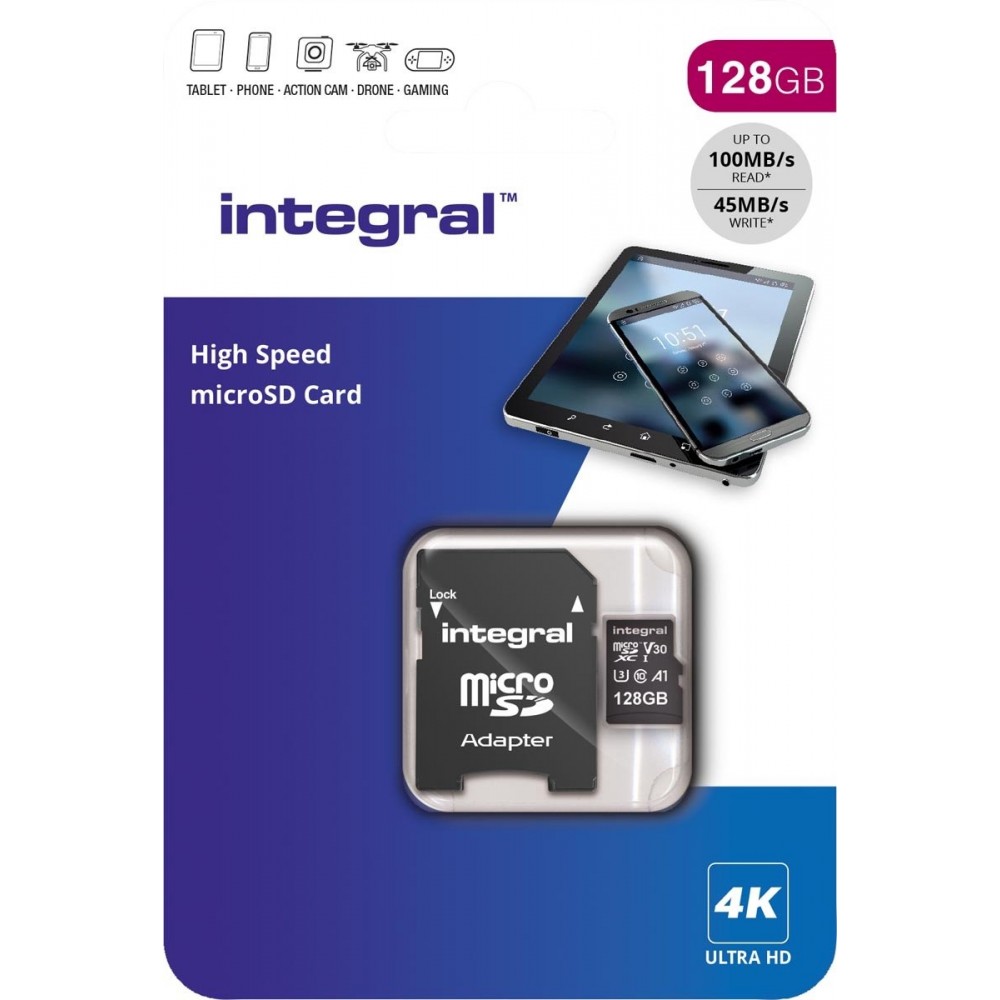 Integral High Speed Micro SD V30 UHS-I U3 128GB