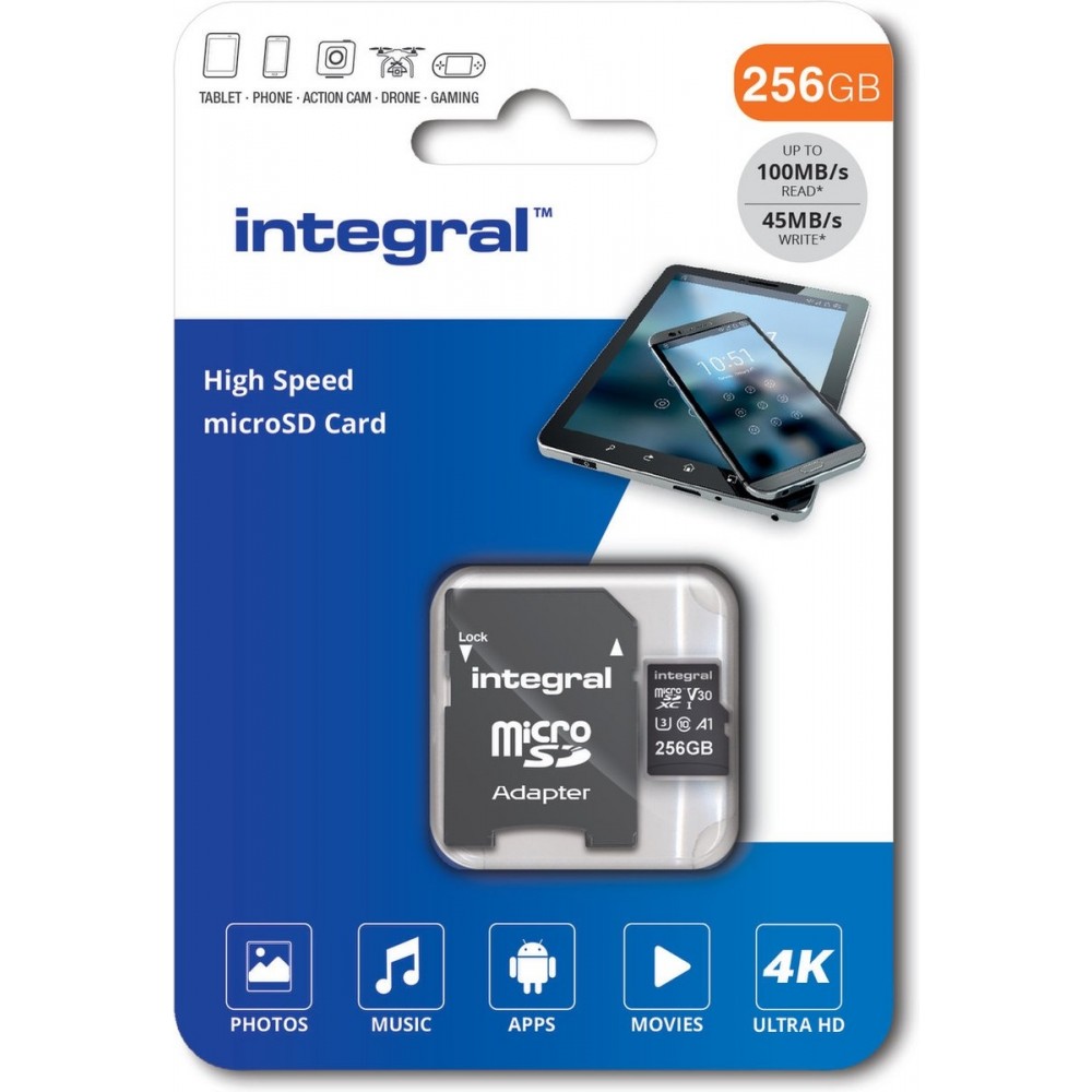 Integral High Speed Micro SD V30 UHS-I U3 256GB