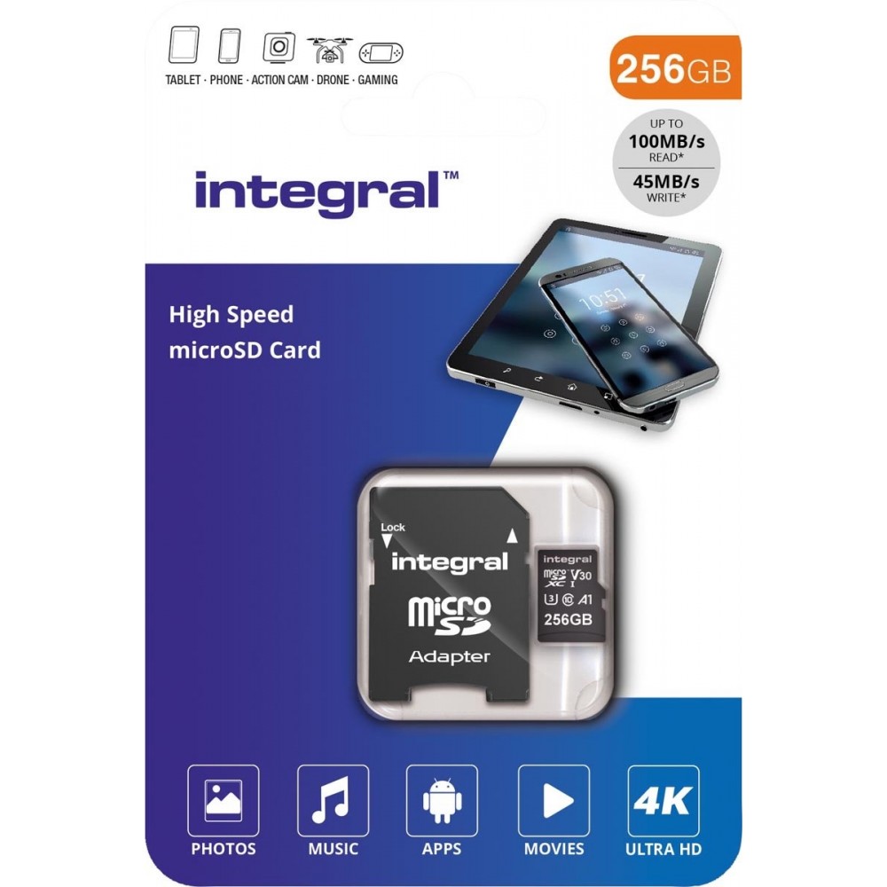 Integral High Speed Micro SD V30 UHS-I U3 256GB