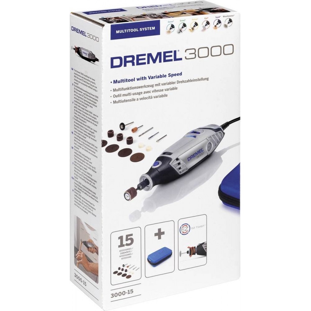 Dremel 3000 Multitool - Roterend - 130 W - Met 15 accessoires en etui