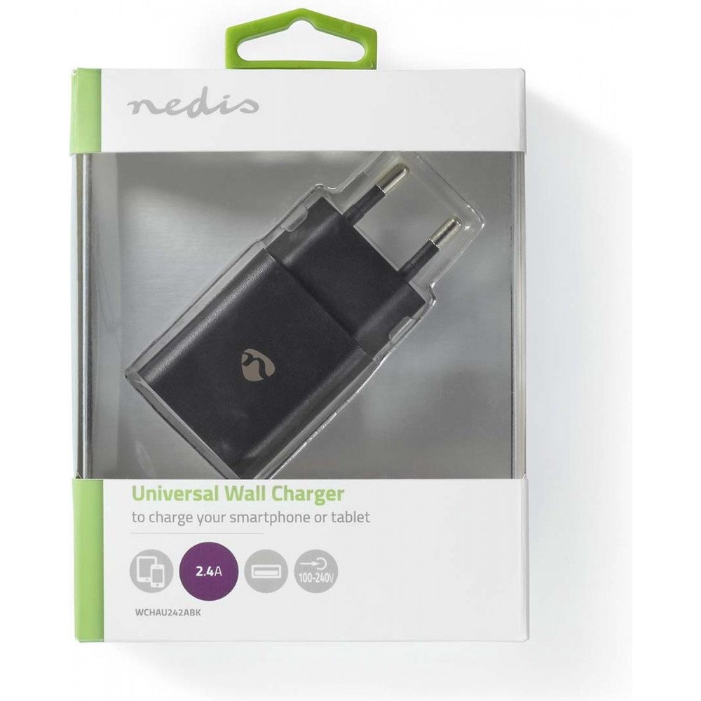 Nedis Oplader 12 Watt Snellaad 2.4 USB-A Zwart